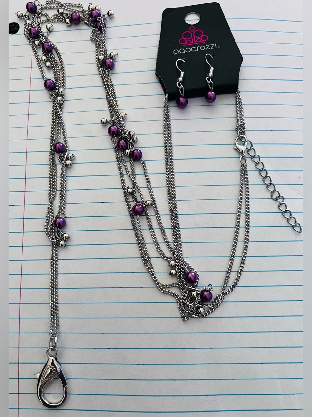 Paparazzi Purple/Silver Lanyard Necklace Set